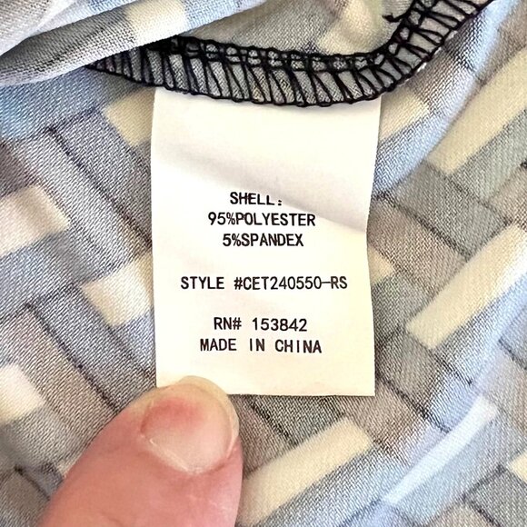 New Melloday Long Sleeve Button-Down Geometric Knit Shirt Dual-Color Collar - Picture 5 of 13